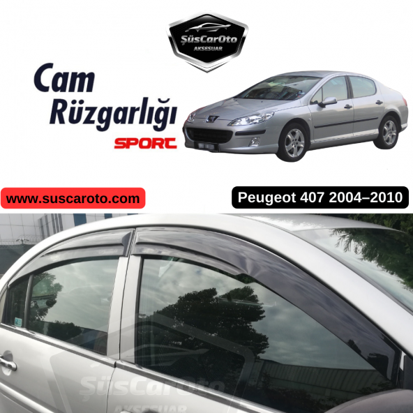 Peugeot 407 2004-2010 Uyumlu Mugen Cam Rüzgarlığı Seti Piano Black 4lü İthal ürün görseli 1