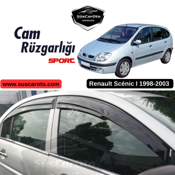 Renault Scenic 1 1998-2003 Uyumlu Mugen Cam Rüzgarlığı Seti Piano Black 4lü İthal ürün görseli 1