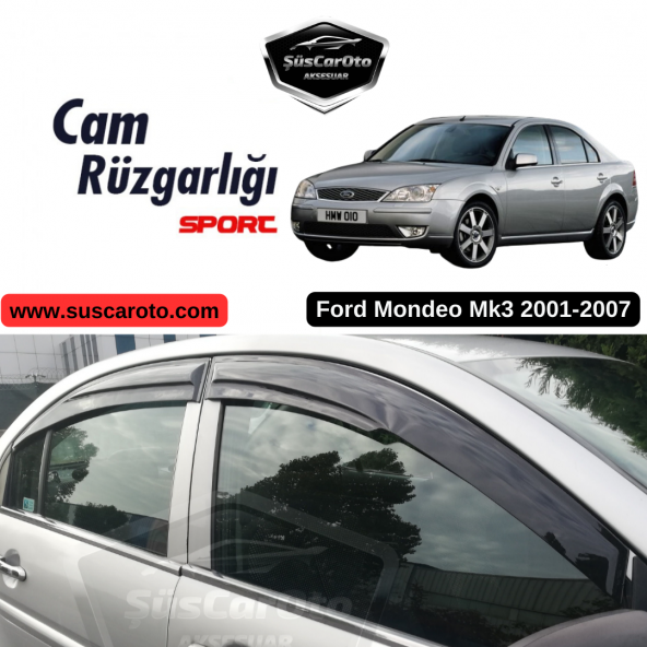 Ford Mondeo Mk3 2001-2007 Uyumlu Mugen Cam Rüzgarlığı Seti Piano Black 4lü İthal ürün görseli 1