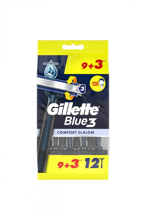 Gillette Blue3 Comfort Slalom 9+3'lü Kullan At Tıraş Bıçağı 4 Adet ürün görseli 1