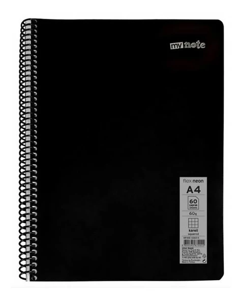 Mynote Flex Neon A4 60 Yaprak Spiralli Kareli Defter ürün görseli 1