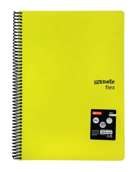 Mynote Flex Neon A4 120 Yaprak Spiralli Çizgili Defter ürün görseli 1
