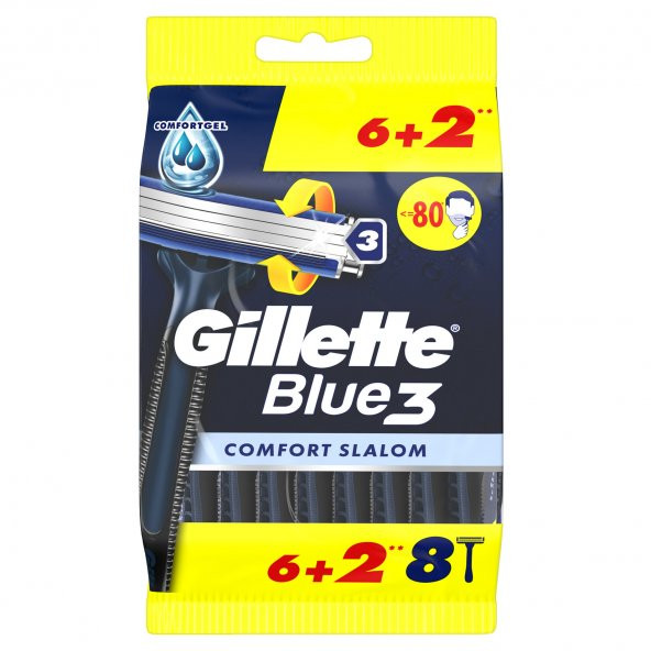 Gillette Blue3 Comfort Slalom 6+2'li Kullan At Tıraş Bıçağı 6 Adet ürün görseli 1