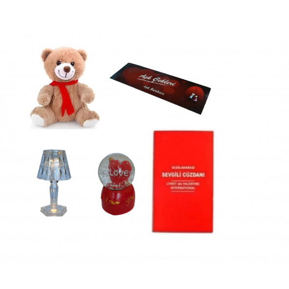 Eşe Sevgiliye En Güzel Romantik Hediye Peluş Ayı Mini Lamba Aşk Karlı Küre Aşk Çeki Sevgili Cüzdanı ürün görseli 1