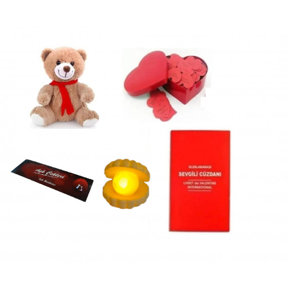 Eşe Sevgiliye Romantik Hediye Aşk Sözleri Kalp Kutu Peluş Ayı Mini Gece Lamba Aşk Çek Sevgili Cüzdan ürün görseli 1