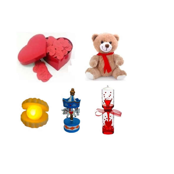 Eşe Sevgiliye Romantik Hediye Aşk Sözleri Kalp Kutu Peluş Ayı Mini Gece Lamba Atlı Karınca Aşk Ölçer ürün görseli 1