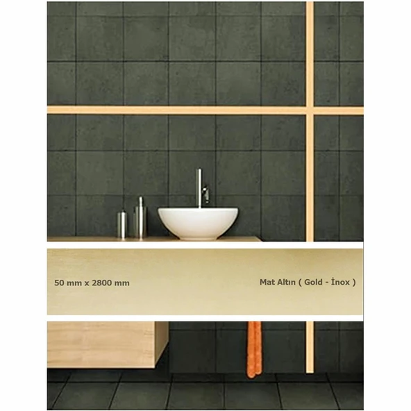 50 mm x 2800 mm Mat Altın Sibu Aynalı Pleksi Şerit Mobilya Süsü ürün görseli 1
