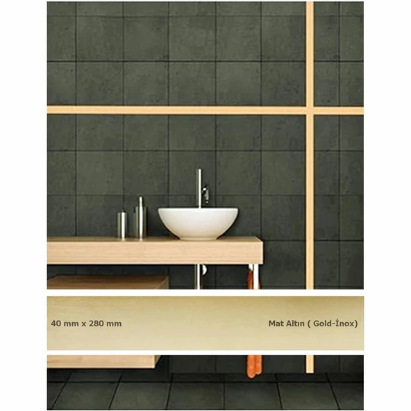 40 mm x 2800 mm Mat Altın Sibu Aynalı Pleksi Şerit Mobilya Süsü ürün görseli 1