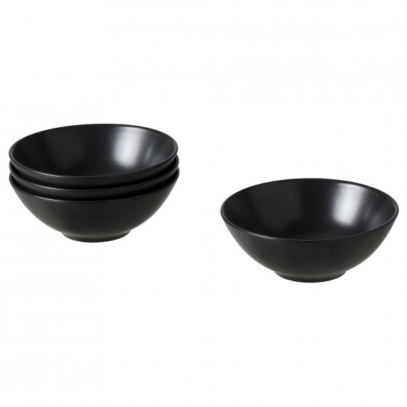 4 Adet Kase Seti, MeridyenDukkan Mat Koyu Gri Antrasit,16 cm Stoneware Fonksiyonel Tasarım ürün görseli 1