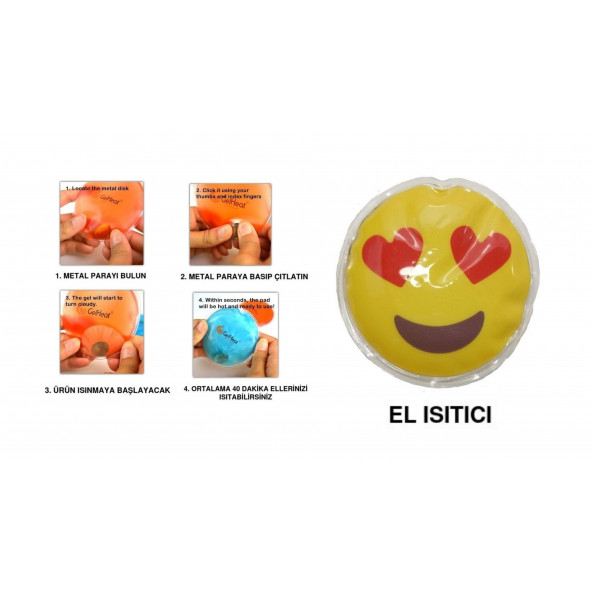 KALPLİ EMOJİ ŞEKİLLİ CEP SOBASI,EL ISITICI,SICAK SU TORBASI PVC  9cm ürün görseli 1