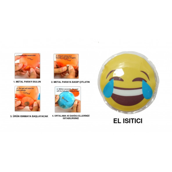 GÜLEN EMOJİ ŞEKİLLİ CEP SOBASI EL ISITICI,SICAK SU TORBASI PVC  9cm ürün görseli 1