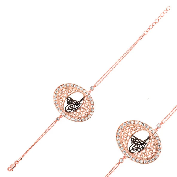 Gümüş Rose Tuğralı Bayan Bileklik SL1388 - Resim 3