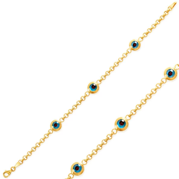 Gümüş Gold Nazar Boncuklu Bayan Bileklik SL1421 ürün görseli 1