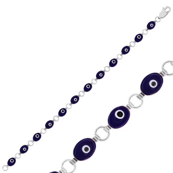 Gümüş Oval Nazar Bayan Bileklik  SL1420 ürün görseli 1