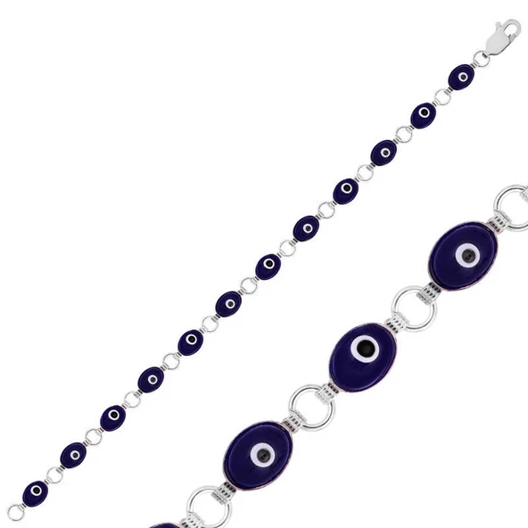 Gümüş Oval Nazar Bayan Bileklik  SL1420 - Resim 2