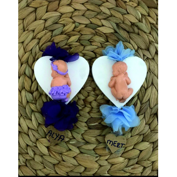 Kokulu Taş Kalp Uyuyan Bebek Magnet 25 Adet ürün görseli 1