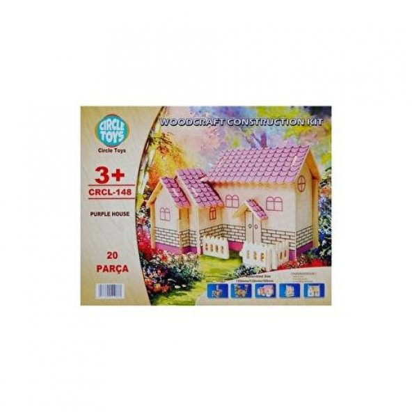 Circle Toys 148 Purple House Mor Ev Ahşap Maket ürün görseli 1