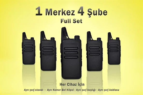 Çaycı Telsizi Seti 1 Merkez 4 Şube Lisanssız PMR446 El Telsizi Full Set Kafe Restoran Otel Garson İletişim Telsizi ürün görseli 1
