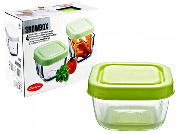 Paşabahçe 53223 snowbox 4 lü cam saklama kabı 275cc yeşil ürün görseli 1