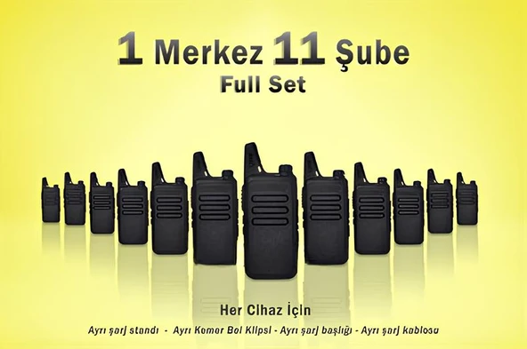 Çaycı Telsizi Seti 1 Merkez 11 Şube Lisanssız PMR446 El Telsizi Full Set Kafe Restoran Otel Garson İletişim Telsizi ürün görseli 1