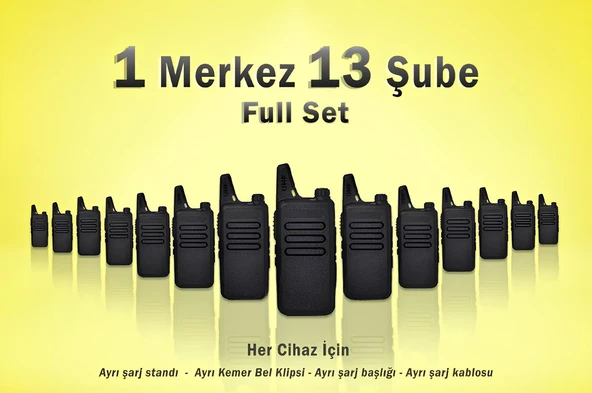 Çaycı Telsizi Seti 1 Merkez 13 Şube Lisanssız PMR446 El Telsizi Full Set Kafe Restoran Otel Garson İletişim Telsizi ürün görseli 1