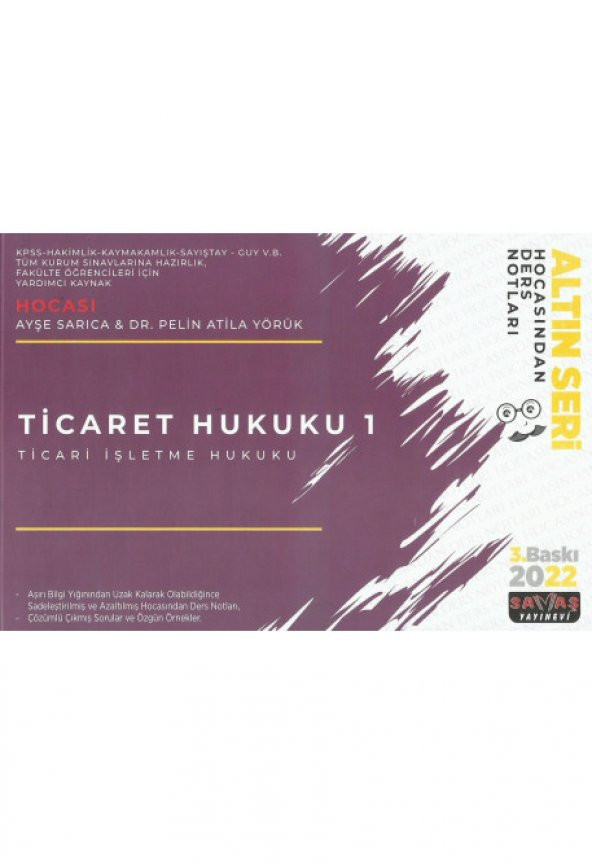 Hocasından Ders Notları Ticaret Hukuku 1- Ticari İşletme Hukuku ürün görseli 1