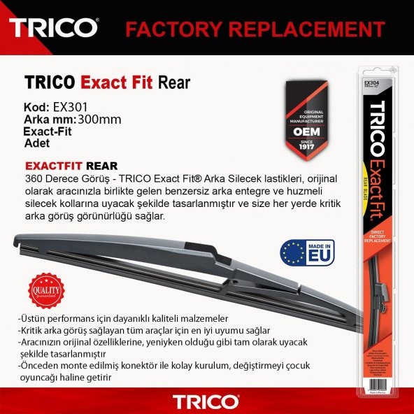 Trico EXACTFIT Arka Tek Silecek 300mm EX301 ürün görseli 1