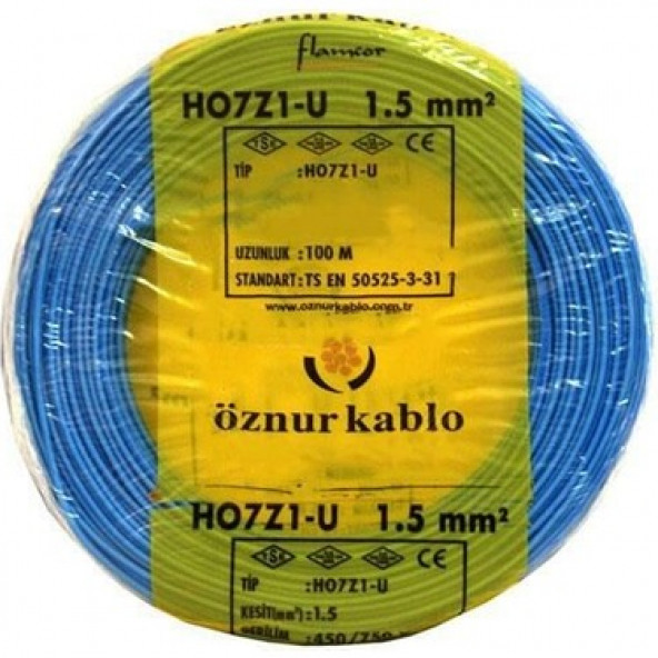 ÖZNUR NHXMH YANMAZ KABLO 1,5 LUK MAVİ ÖZNUR-HES (100 METRE) NHXMH15M-00 ürün görseli 1