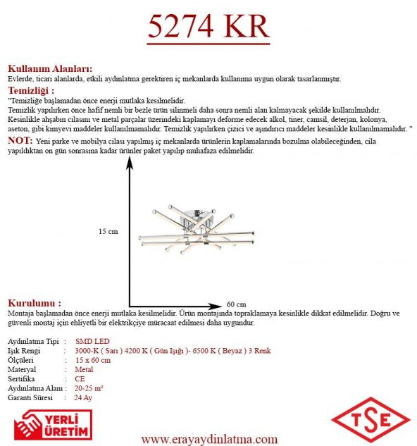 Eray Aydınlatma 5274 Krom Led Avize - Resim 3