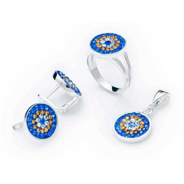 Gümüş Nazarlı Yuvarlak Bayan Set SL2257 ürün görseli 1