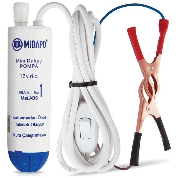 Midapo 12 Volt 1/4 Küçük Mini Dalgıç Pompa Mazot Su Yada Süt Pompası ürün görseli 1
