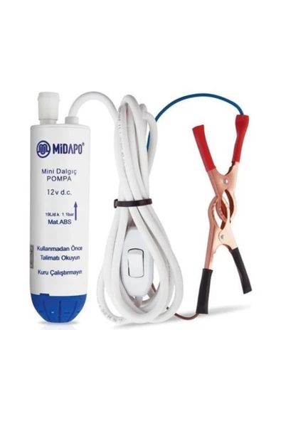 Midapo 12 Volt Mini Küçük Dalgıç Pompa(mazot,su Yada Süt Pompası) ürün görseli 1