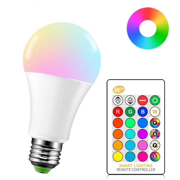 Uzaktan Kumandalı RGB Led Ampul 9Watt E27 Tasarruflu Dimmerli Led Lamba 16 Ton Işık ürün görseli 1