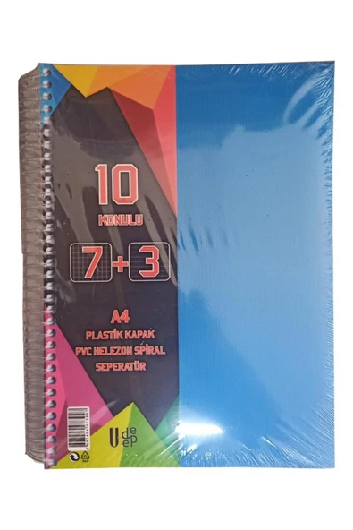 a4 boy 7+3 ayraçlı defter dersane defteri (7 kareli 3 çizgili )250 yaprak 10 bölümlü udep ürün görseli 1
