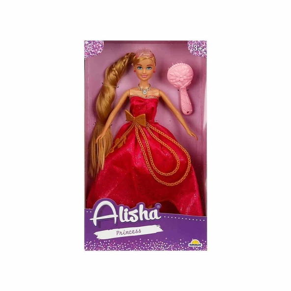 0835 SUN-RST-SIS-MNK Alisha Prenses Uzun Saçlı Aksesuarlı Bebek Set 29 cm 3renk -Sunman ürün görseli 1