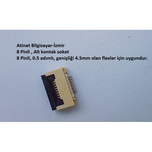 8 Pin 0.5 Adımlı Alt kontak Flex Soketi Flex Ffc Konnektörü 8-0.5-Alt ürün görseli 1