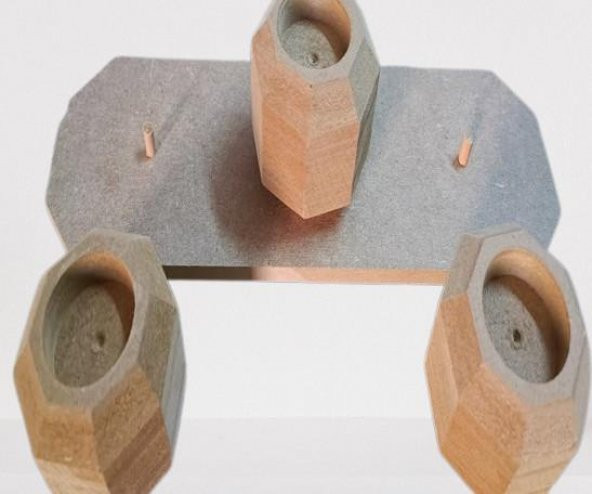 Hobi Adn 90247 Dekoratif Sekizgen Mumluk Ahşap MDF HAM CNC Kesim MODEL El Yapım ürün görseli 1