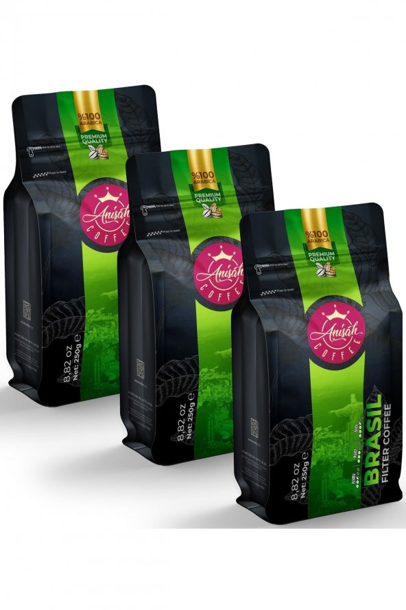 Anişah Brezilya Santos Filtre Kahve Çekirdek 3 x 250 gram - 3lü Paket ürün görseli 1