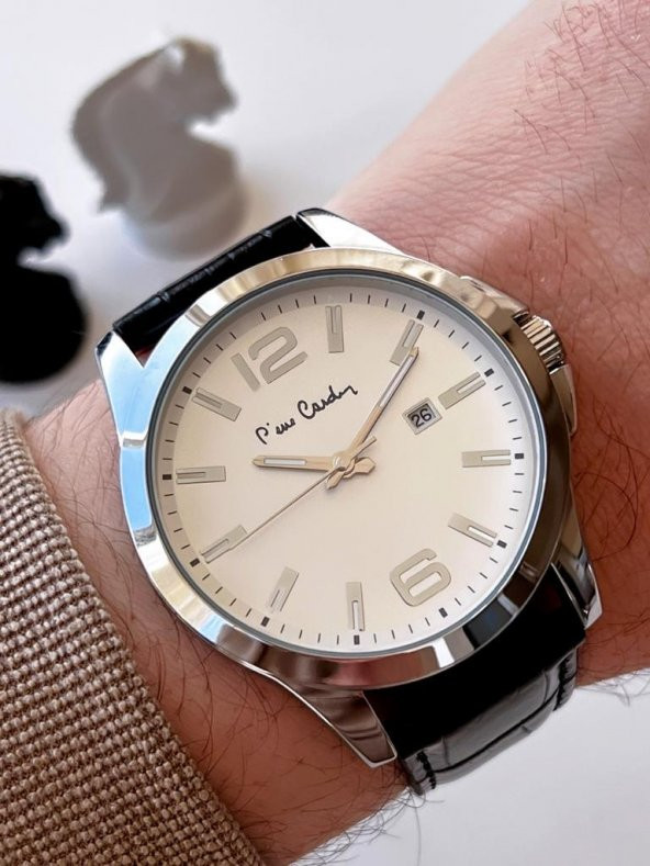 800411f09SB Pierre Cardin Deri Kordon Erkek Kol Saati 30 Mt Su Gecirmez + Kaplan Gözü Bileklik ürün görseli 1