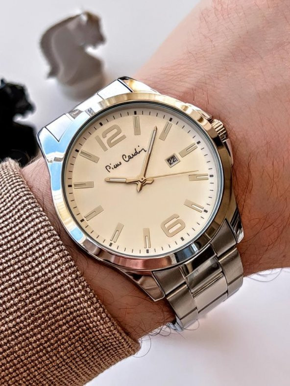 800411F02Z Pierre Cardin Çelik Kordon Erkek Kol Saati 30 Mt Su Gecirmez Kaplan Gözü Bileklik Hediye ürün görseli 1