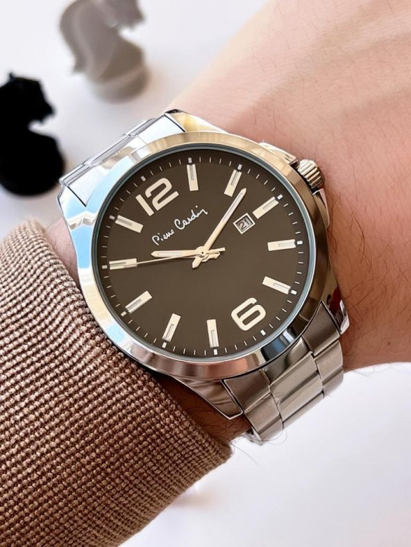 800411F01I Pierre Cardin Çelik Kordon Erkek Kol Saati 30 Mt Su Gecirmez + Doğal Taş Bileklik Hediye ürün görseli 1