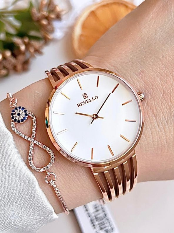 BLKT.2.615 Revello Elite Model Bronz/Rose Özel Renk 30 Mt Su Geçirmez+Bileklik Lady Wristwatch ürün görseli 1