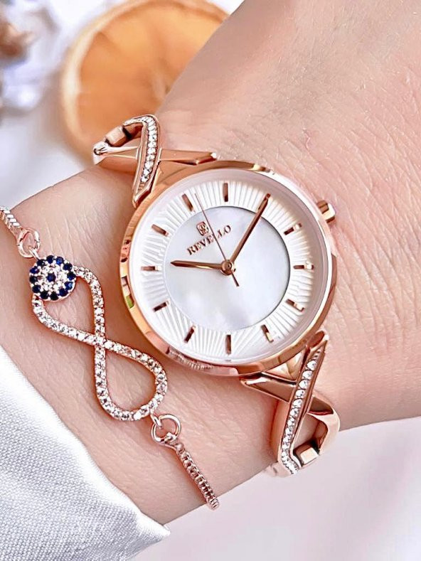 BLKT.2.617 Revello Elite Model Bronz/Rose Özel Renk 30 Mt Su Geçirmez+Bileklik Lady Wristwatch ürün görseli 1