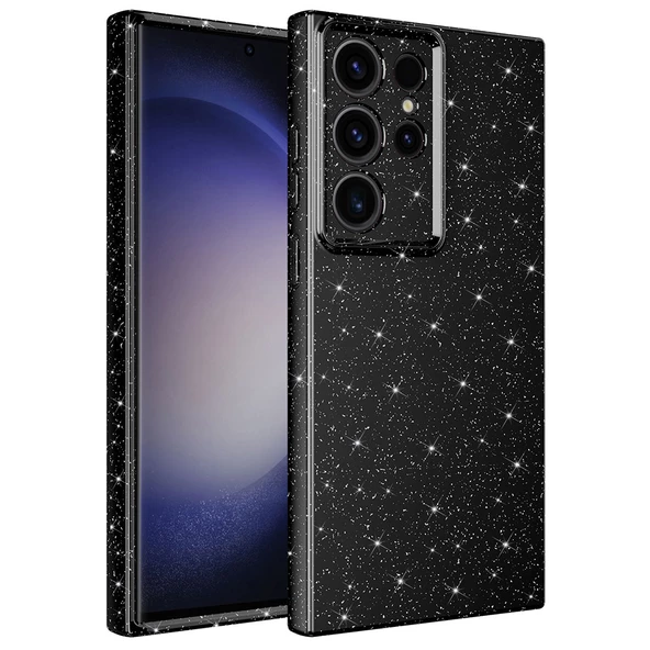 Samsung Galaxy S23 Ultra Kılıf Kamera Korumalı Simli Lüks Koton Kapak Kılıf ürün görseli 1