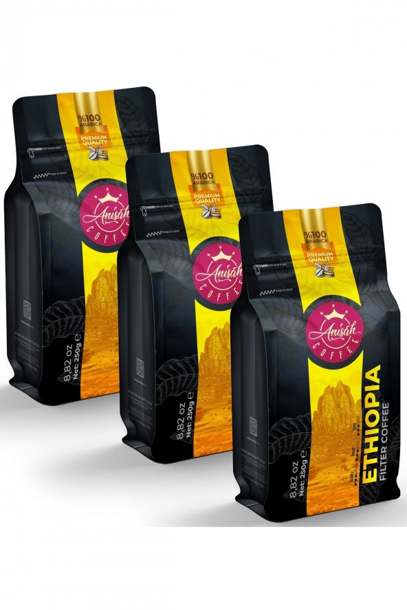 Anişah Etiyopya Filtre Kahve Öğütülmüş 3x250 Gr - 3lü Paket ürün görseli 1