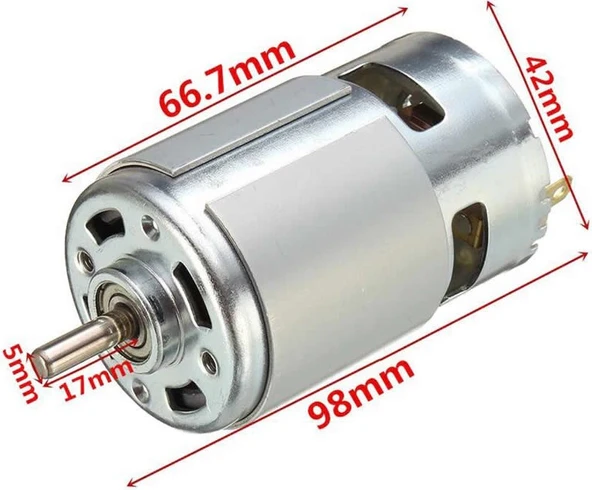Rs775 Dc Motor 24V 15000 Rpm Rulmanlı Şarjlı Matkap Cnc Motor ürün görseli 1