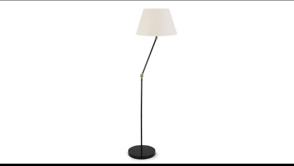 Rsylight Akrobatik Mafsallı Retro Rustik Siyah  Krem Başlık Köşe Lambası Lambader Çap:45 cm ürün görseli 1