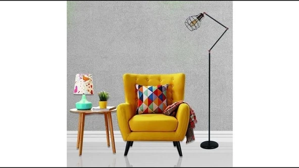 Rsylight Akrobatik Mafsallı Retro Rustik Kafesli Siyah Köşe Lambası Lambader ürün görseli 1