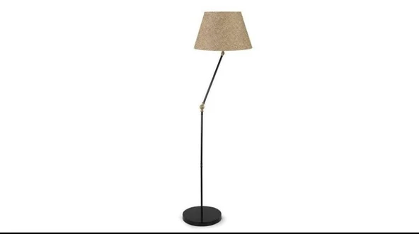 Rsylight Akrobatik Mafsallı Retro Rustik Siyah  Keten Başlık Köşe Lambası Lambader Çap:45 cm ürün görseli 1