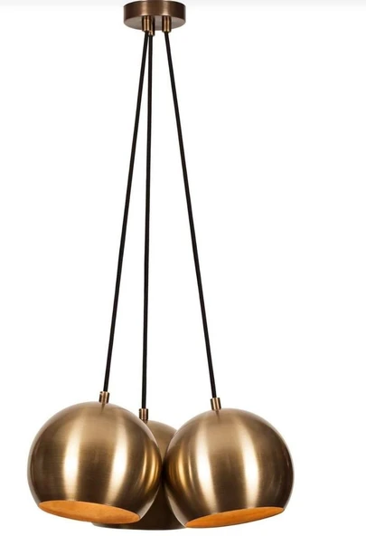 Rsylight Metal Modern Rustik Retro Eskitme Kaplama Yuvarlak 3 Lü Opal Camlı Sarkıt Avize ürün görseli 1